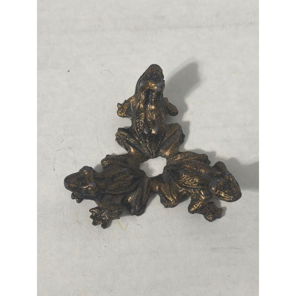 Vintage Bronze Frog Trio Incense Burner Sphere Stand Metal Figurine